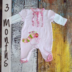 Gently worn footed girls caterpillar pajamas